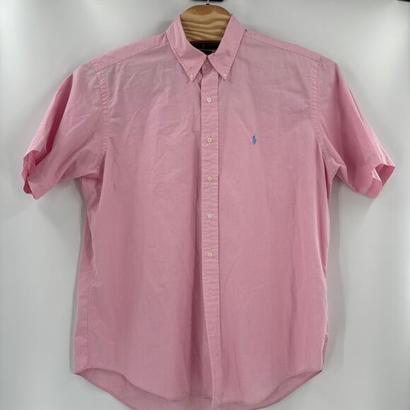 Ralph Lauren XL Pink Check Short Sleeve Button Down Classic Fit Shirt - Picture 4 of 5